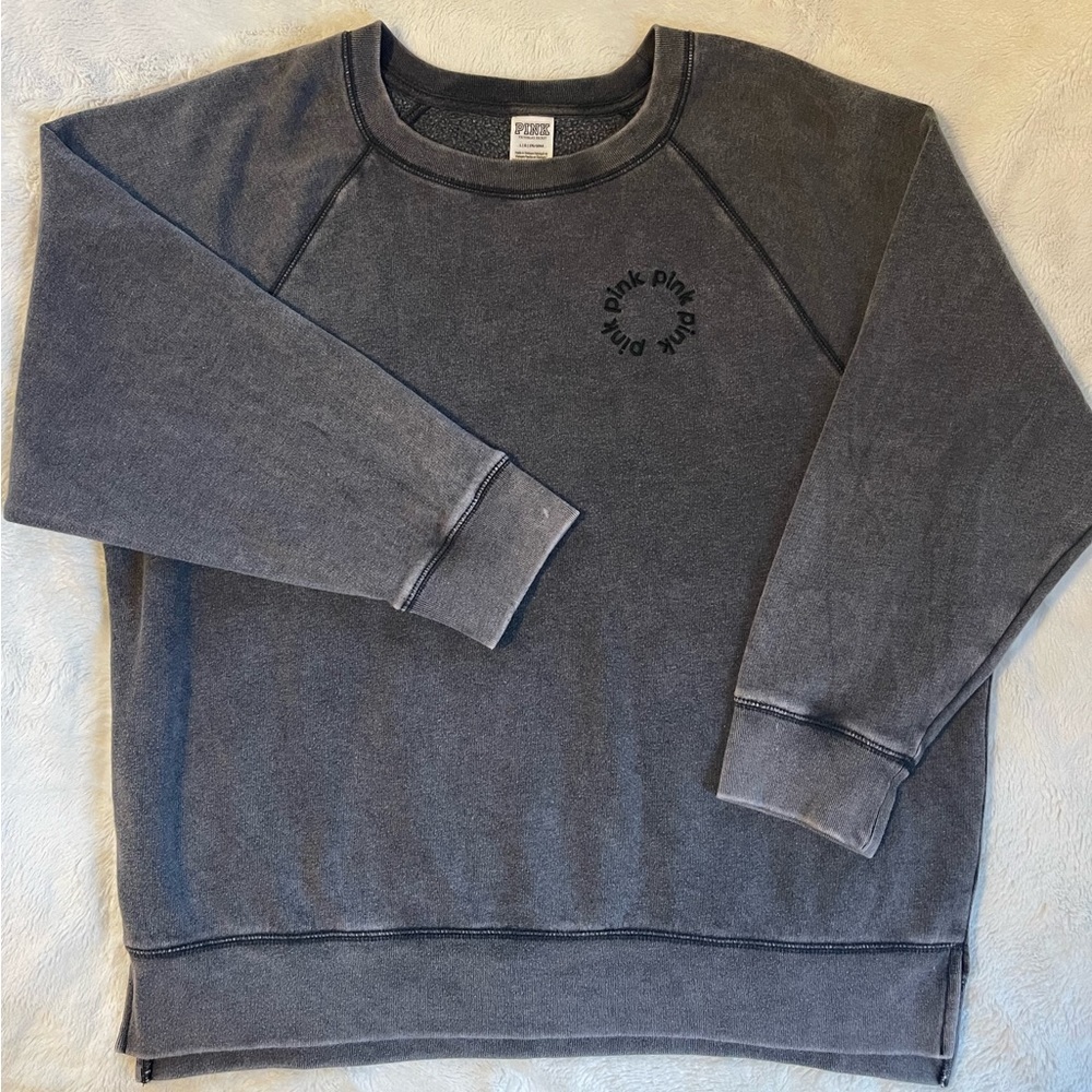 PINK grey crewneck